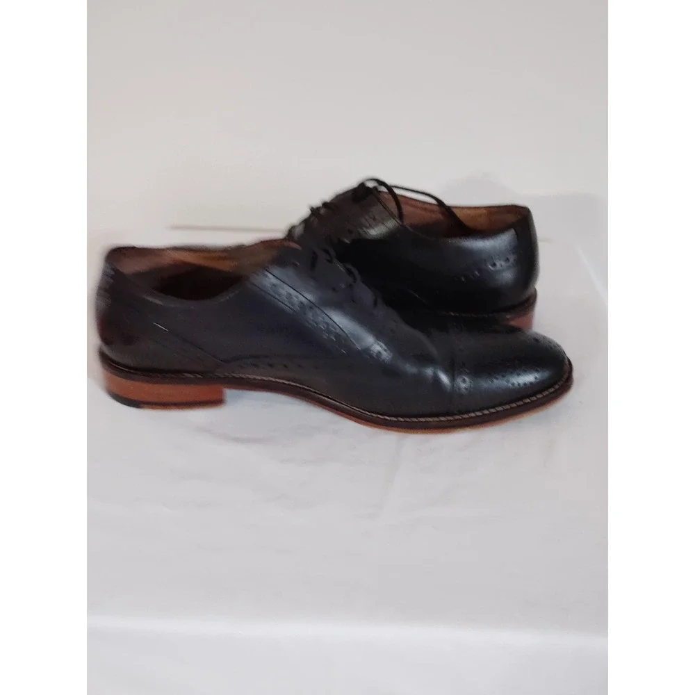 Johnston & Murphy Conard Cap Toe Men 9.5M Black Leather Oxford Goth Dress Shoes